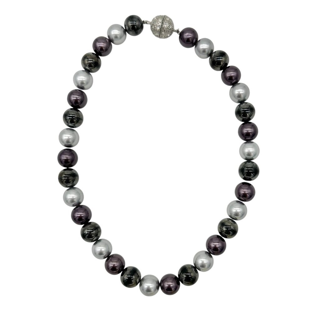 Premier Designs Multicolor Faux Pearl Necklace 14 inch Rhinestone Magnetic Clasp